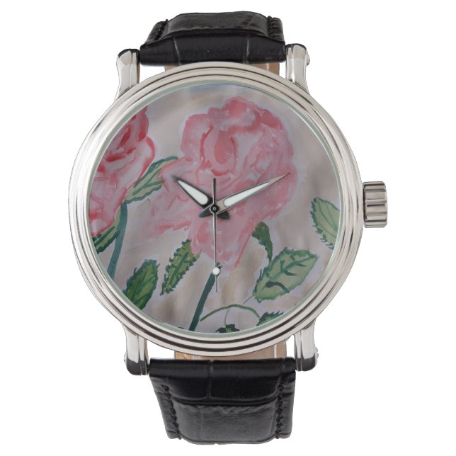Abstracte zomerRozen Horloge (Voorkant)