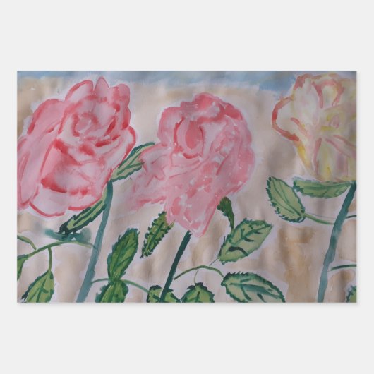 Abstracte zomerRozen Inpakpapier Vel (Voorkant 3)