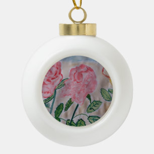 Abstracte zomerRozen Keramische Bal Ornament