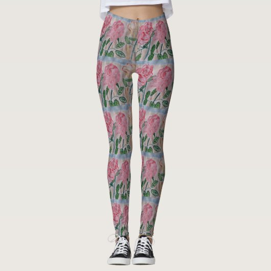 Abstracte zomerRozen Leggings (Voorkant)