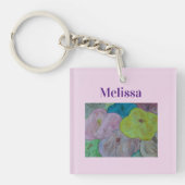 Abstracte zomerse Floral - Aangepaste Zeer belangr Sleutelhanger (voorkant)