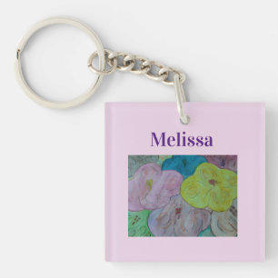 Abstracte zomerse Floral - Aangepaste Zeer belangr Sleutelhanger