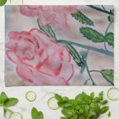 Abstracte zomerse Rozen Tea Towel Theedoek (Gevouwen)