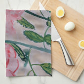 Abstracte zomerse Rozen Tea Towel Theedoek (Quarter Fold)