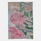 Abstracte zomerse Rozen Tea Towel Theedoek (Verticaal)