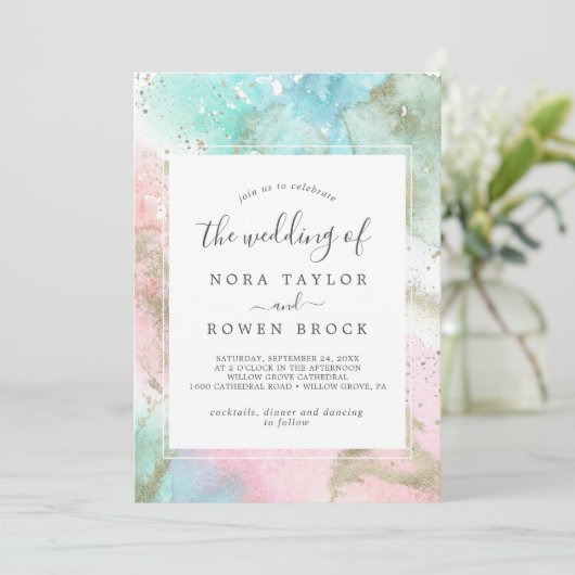 Abstracte zomerse Waterverf Het huwelijk van Kaart (Staand voorkant)