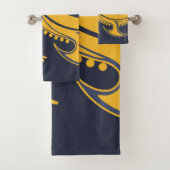 Abstracte zon, elegant, sierblauw, geel bad handdoek (Insitu)