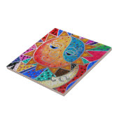 Abstracte zon en maan door gevangenissen tegeltje (Zijkant)