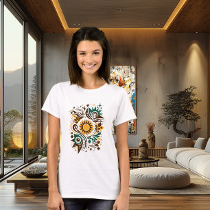 Abstracte Zon en Natuur Kunst Design T-shirt