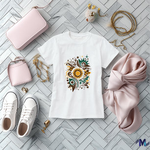 Abstracte Zon en Natuur Kunst Design T-shirt
