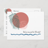 Abstracte Zon en Palm Frond Nieuw adres Aankondigingskaart (Voorkant / Achterkant)