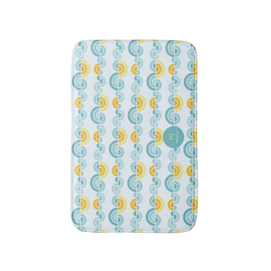 Abstracte zon en wolken gebogen patroon badmat (Voorkant Verticaal)