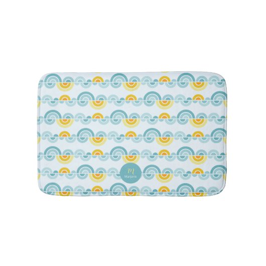 Abstracte zon en wolken gebogen patroon badmat (Voorkant)