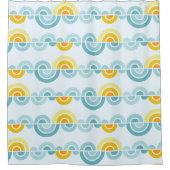 Abstracte zon en wolken gebogen patroon douchegordijn (Voorkant)