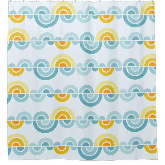 Abstracte zon en wolken gebogen patroon douchegordijn (Voorkant)