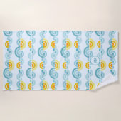 Abstracte zon en wolken gebogen patroon strandlaken (Voorkant)