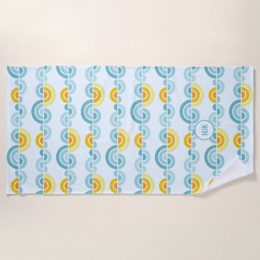 Abstracte zon en wolken gebogen patroon strandlaken (Voorkant)