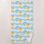 Abstracte zon en wolken gebogen patroon strandlaken (Voorkant)