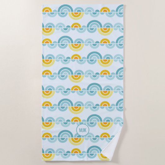 Abstracte zon en wolken gebogen patroon strandlaken (Voorkant)