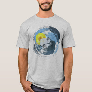 Abstracte zon- en wolkenweerkunst kool t-shirt