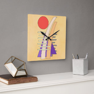 Abstracte zon, schaduwen, reflecties en structuren vierkante klok
