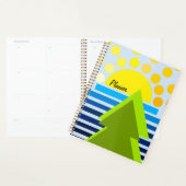 Abstracte zon zee geel blauw groen eenvoudig planner (Display)