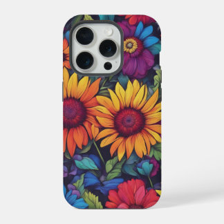 Abstracte zonnebloem bloemmotief - iPhone 15 Pro h Case