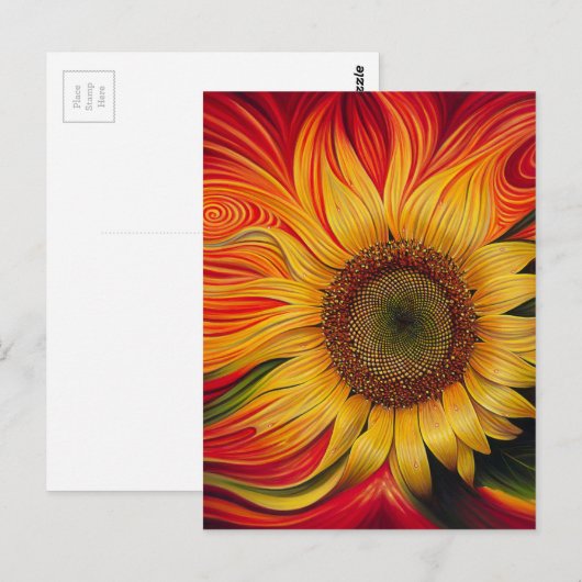 Abstracte zonnebloem briefkaart (Voorkant / Achterkant)