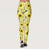 Abstracte Zonnebloem Dragenfly Leggings (Achterkant)