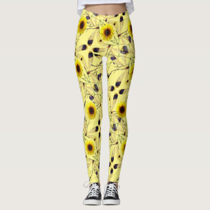 Abstracte Zonnebloem Dragenfly Leggings
