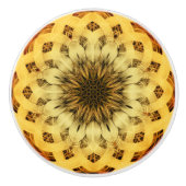 Abstracte zonnebloem keramische knop (Voorkant)