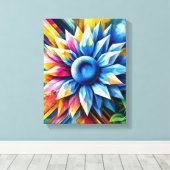 Abstracte zonnebloem kunst - Ingepakte canvas Afdruk (Insitu (Houten vloer))