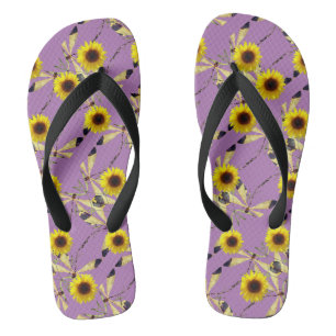 Abstracte zonnebloem Libelle Teenslippers