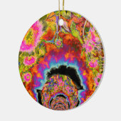 Abstracte zonnebloem mandala, inspirerend keramisch ornament (Links)