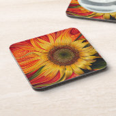 Abstracte zonnebloem onderzetter (Linkerzijde)
