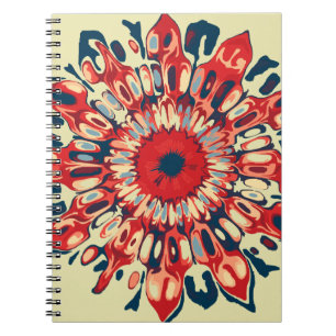 Abstracte ZONNEBLOEM - rood blauw + uw achtergr. Notitieboek