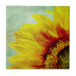 Abstracte zonnebloem tegeltje<br><div class="desc">Abstracte zonnebloem op tegel</div>