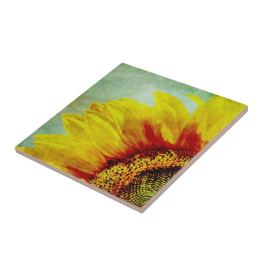 Abstracte zonnebloem tegeltje (Zijkant)