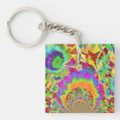 Abstracte zonnebloem waterverf schilderij sleutelhanger (voorkant)