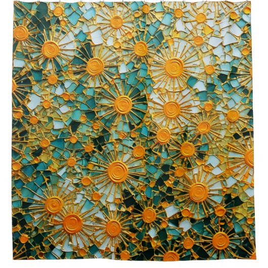 Abstracte Zonnebloemen 102 Douchegordijn (Voorkant)