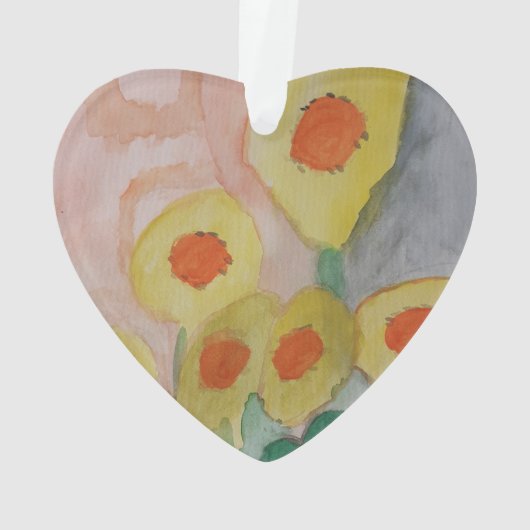 Abstracte zonnebloemen AcrylOrnament Ornament (achterkant)