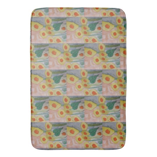 Abstracte zonnebloemen Bath Mat (Voorkant Verticaal)