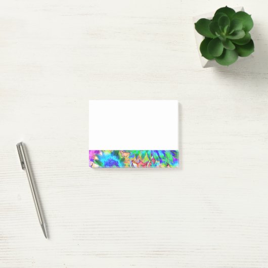 Abstracte zonnebloemen blauw waterverf bloemetjes post-it® notes (Kantoor)