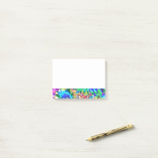 Abstracte zonnebloemen blauw waterverf bloemetjes post-it® notes (Op bureau)