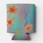 Abstracte zonnebloemen blikjeskoeler (Achterkant)