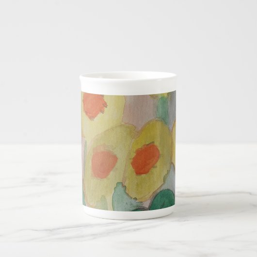 Abstracte zonnebloemen Bone China Mok (Voorkant)