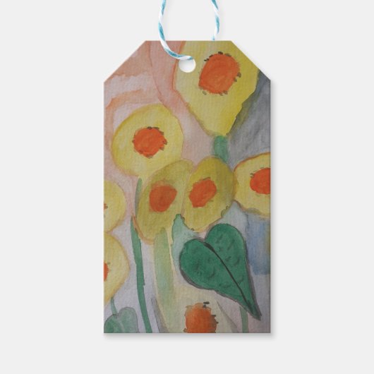 Abstracte zonnebloemen cadeaulabel (Voorkant)