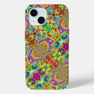 Abstracte zonnebloemen   funky retro bloemen iPhone 15 case