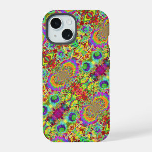 Abstracte zonnebloemen funky retro bloemen iPhone 15 case