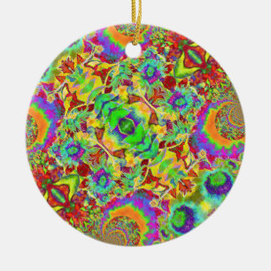 Abstracte zonnebloemen   funky retro bloemen keramisch ornament